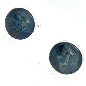 Cufflinks silver plated handcrafted glass